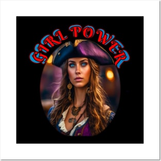 Girl power, blue eyed pirate queen Posters and Art